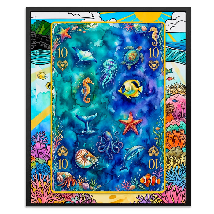 Sea Creature Ten of Hearts Card canvas wall art