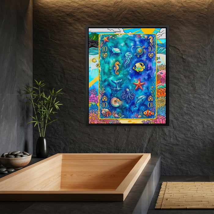 Sea Creature Ten of Hearts Card canvas wall art, room view