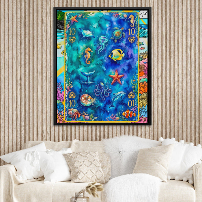 Sea Creature Ten of Hearts Card canvas wall art, room view