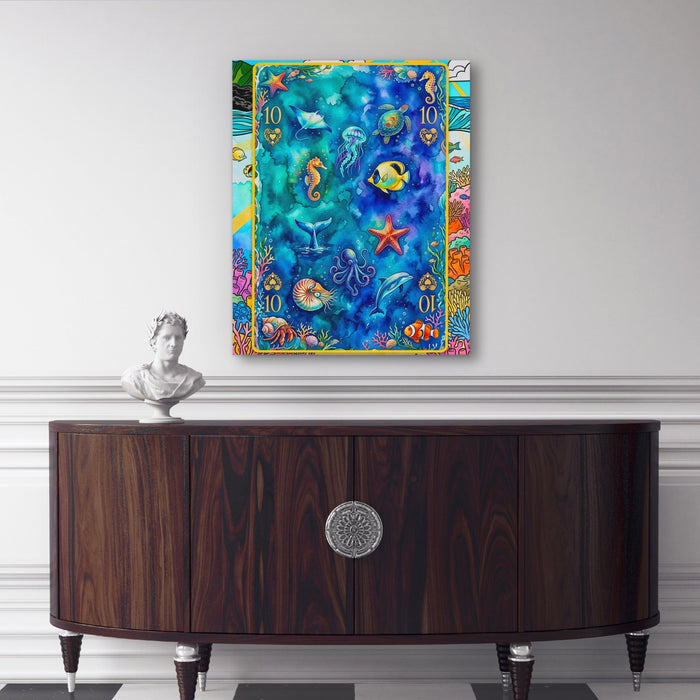 Sea Creature Ten of Hearts Card canvas wall art, room view