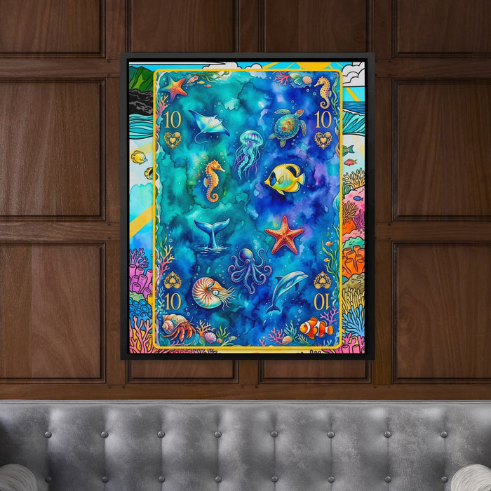 Sea Creature Ten of Hearts Card canvas wall art, room view