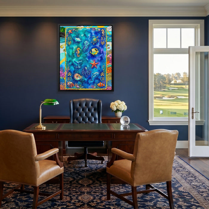 Sea Creature Ten of Hearts Card canvas wall art, room view