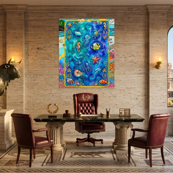 Sea Creature Ten of Hearts Card canvas wall art, room view