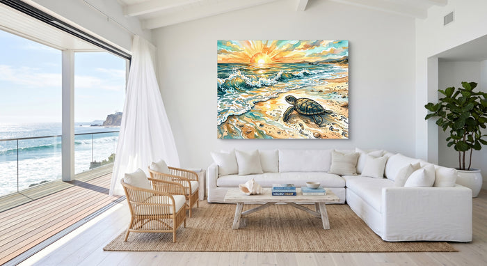 Sea Turtle Sunrise — sea turtle sunrise beachside villa 1land flush print