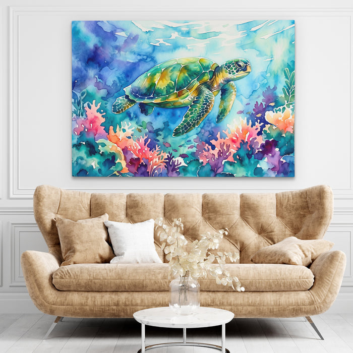 Sea Turtle Watercolor — Sea Turtle Watercolor brown living room land 173