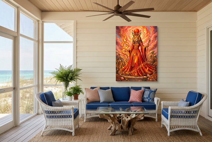 Sekhmet's Blazing Ankh — sekhmet's blazing ankh living room with couch 2 1port flush print