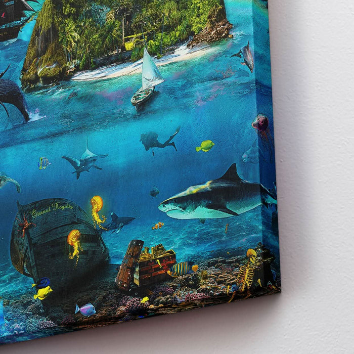 Shark Ocean - Blue Oceanic Canvas Print