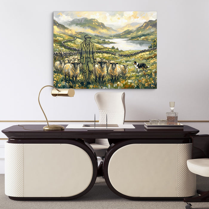 Shepherd Mountain Herd — shepherd mountain herd sq luxury office desk 1land flush print