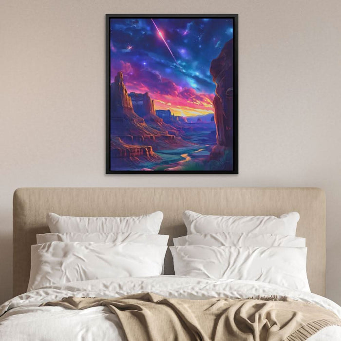 Shooting Star Canyon - Fantasy Wall Art in Black Frame