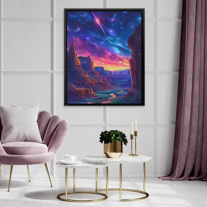 Shooting Star Canyon - Night Sky Wall Art in Black Frame