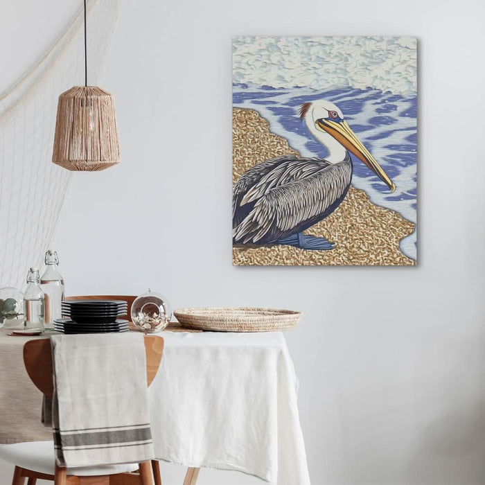 Shoreline Pelican - Beige Bird Canvas Print