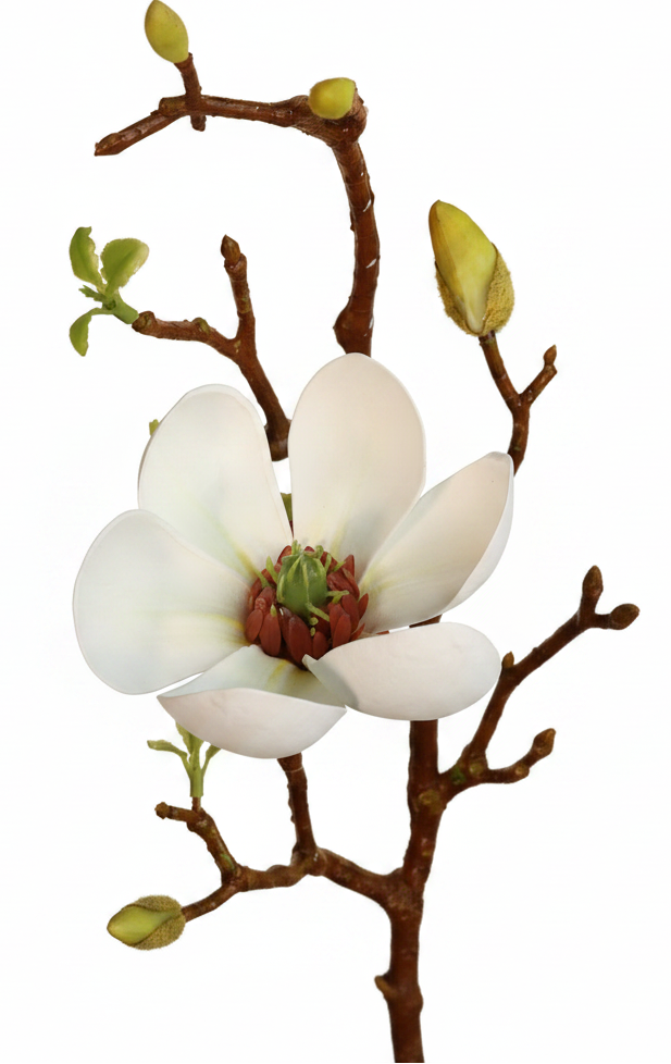 Short 3D White Magnolia Branch Spray