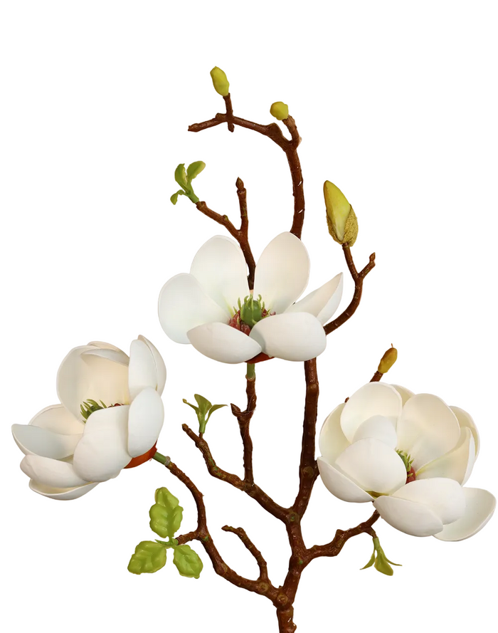 Short 3D White Magnolia Branch Spray