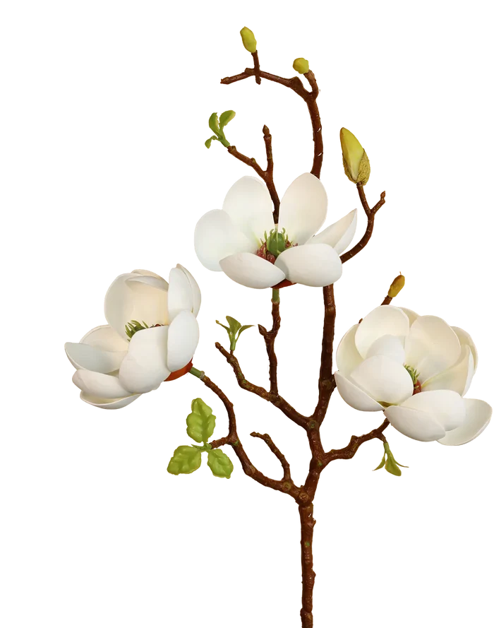 Short 3D White Magnolia Branch Spray