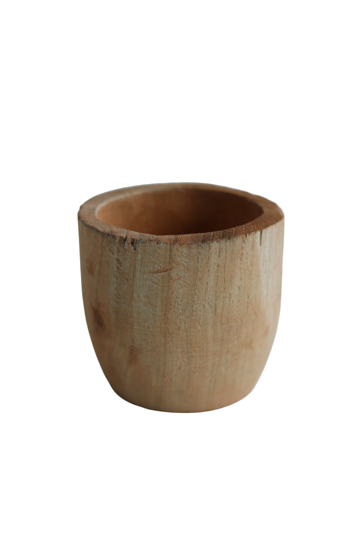 Short Compact Wood Vase