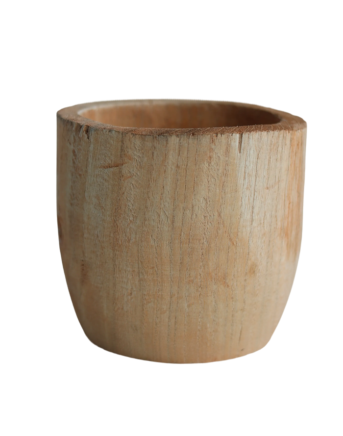 Short Compact Wood Vase