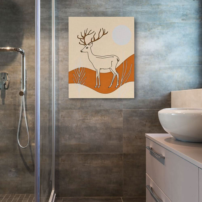 Silent Deer - Modern Neutral Canvas Wall Art