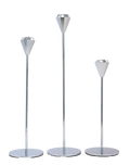 Silver Bloom Sculpt Candle Holders - Set of 3