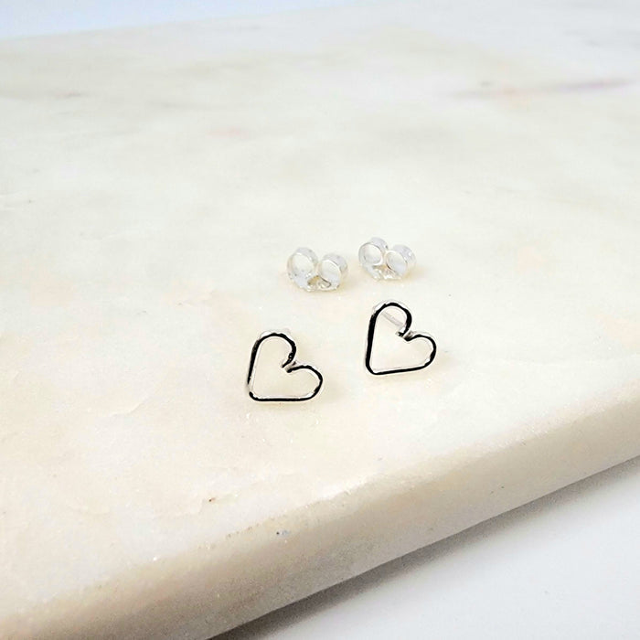 Silver Heart Stud Earrings