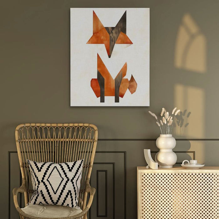 Simple Fox - Abstract Wall Art in Black Frame
