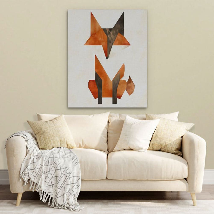 Simple Fox - Minimalist Neutral Canvas Wall Art