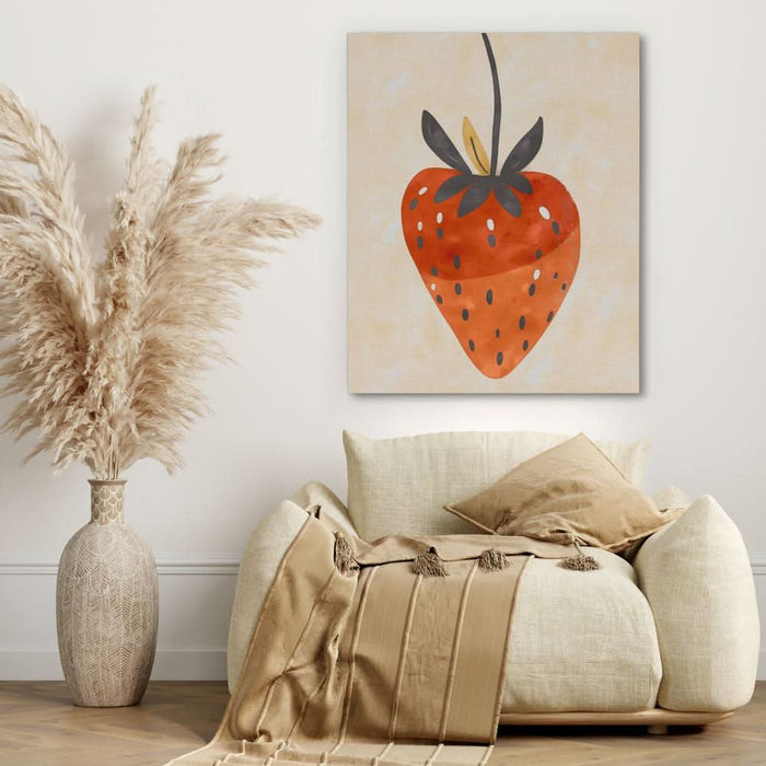 Simple Strawberry - Abstract Wall Art in Black Frame