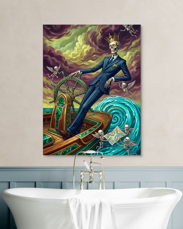 Skeletal King's Voyage — skeletal king's voyage psd white wall green bath 1port flush print