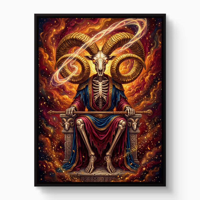 Skeletal Ram Enthroned - Luxury Wall Art