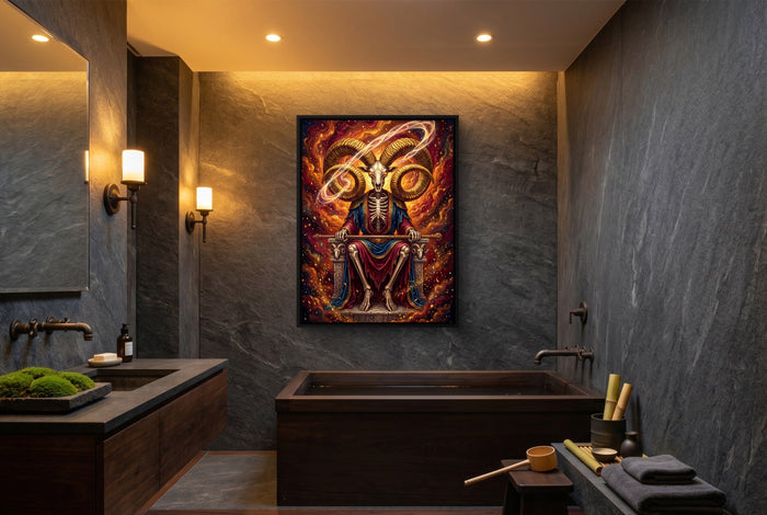 Skeletal Ram Enthroned - Luxury Wall Art
