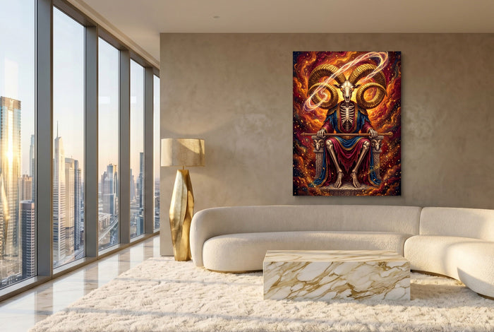 Skeletal Ram Enthroned - Luxury Wall Art