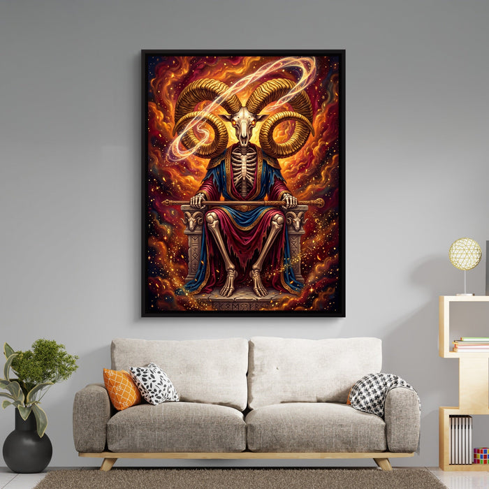 Skeletal Ram Enthroned - Luxury Wall Art