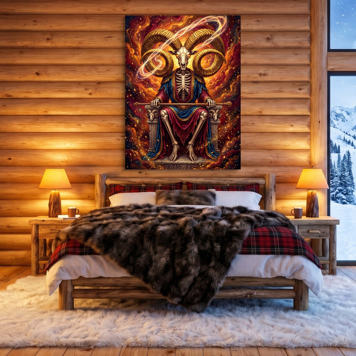 Skeletal Ram Enthroned - Luxury Wall Art