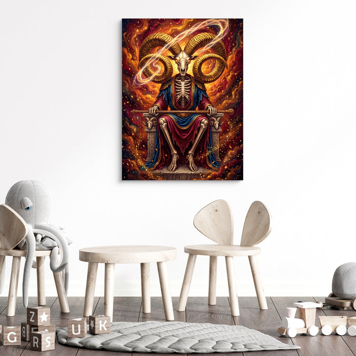 Skeletal Ram Enthroned - Luxury Wall Art