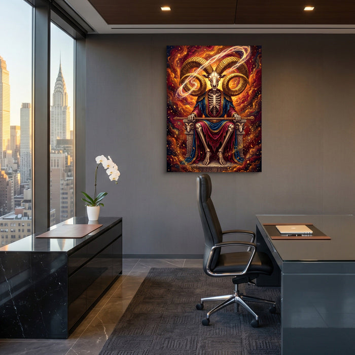 Skeletal Ram Enthroned - Luxury Wall Art