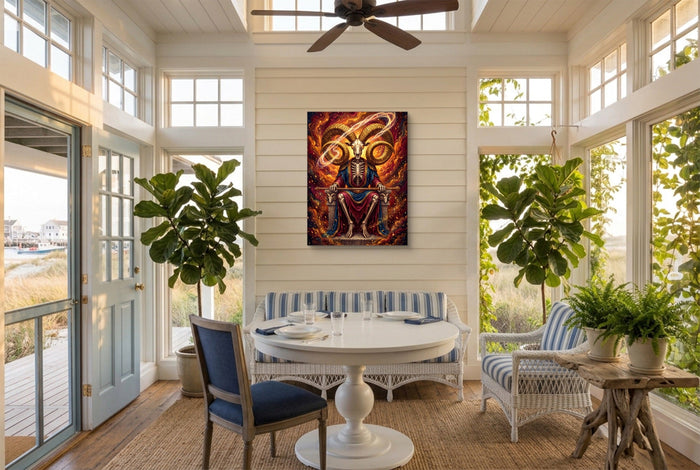 Skeletal Ram Enthroned - Luxury Wall Art