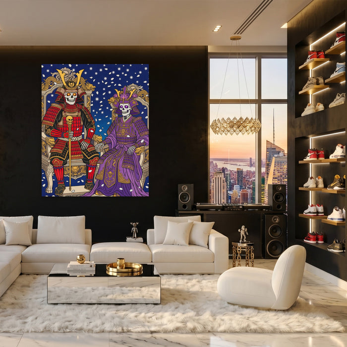 Skeletal Samurai Royalty canvas wall art, room view