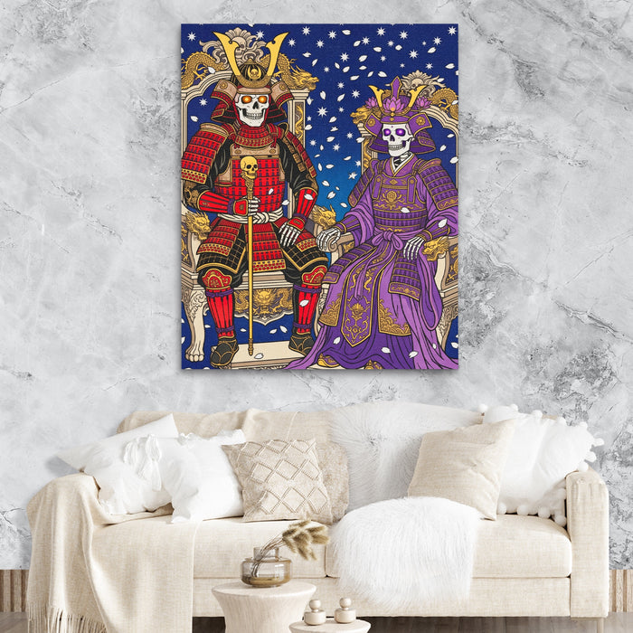 Skeletal Samurai Royalty canvas wall art, room view