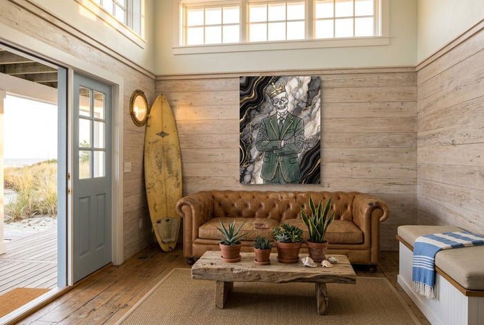 Skeleton Crown Suit — skeleton crown suit living room with couch 3 1port flush print