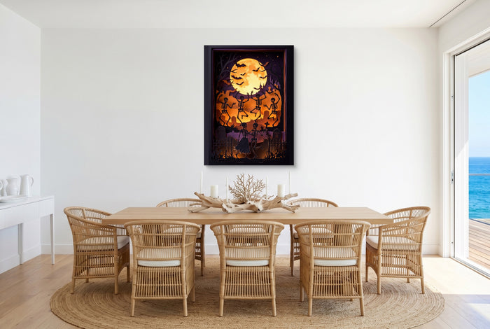 Skeleton Dance Papercut — skeleton dance papercut small dining room with ocean view 1port flush print