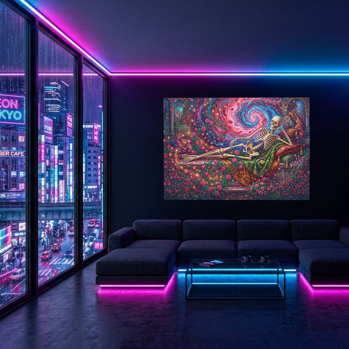 Skeleton Floral Reverie — Skeleton Floral Reverie Blue Pink Neon Room Land 39