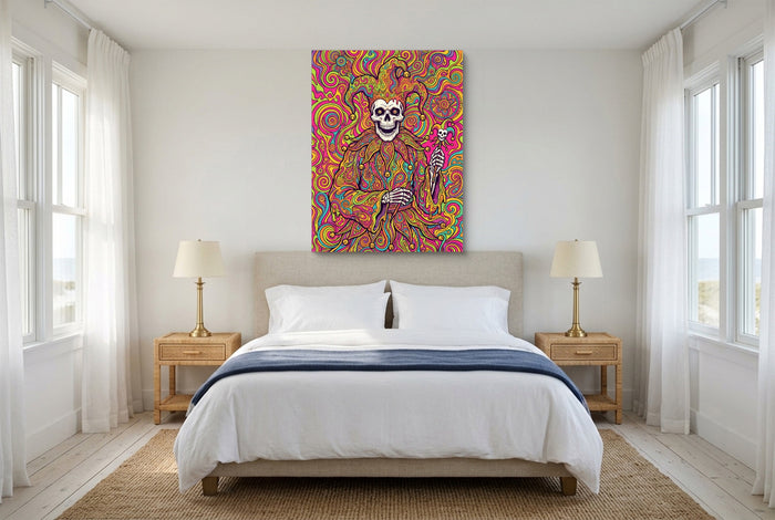 Skeleton Jester Psychedelic — skeleton jester psychedelic bedroom with windows 1port flush print