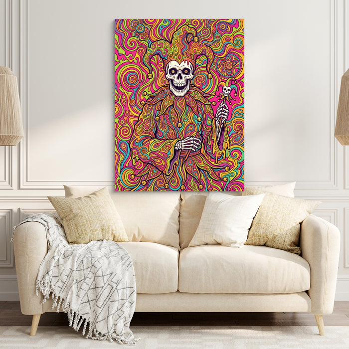 Skeleton Jester Psychedelic — skeleton jester psychedelic sq couch chair 1port flush print