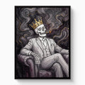 Skeleton King Smoking — skeleton king smoking white studio framed black