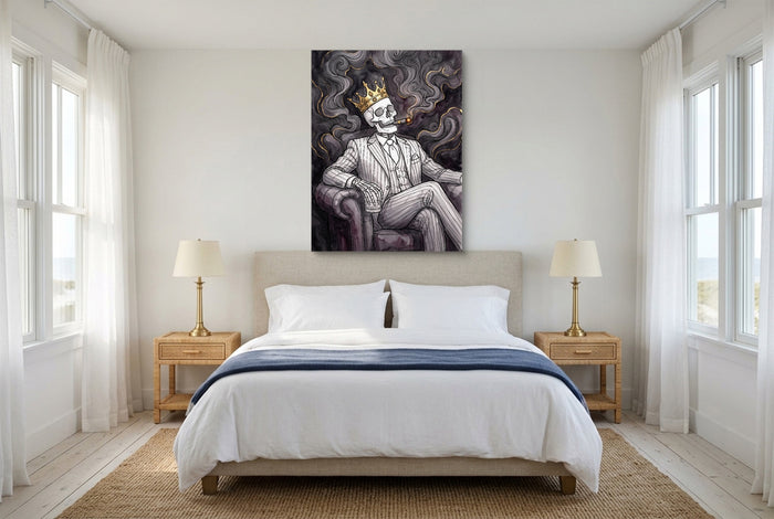 Skeleton King Smoking — skeleton king smoking bedroom with windows 1port flush print