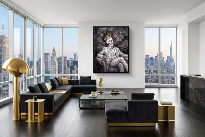 Skeleton King Smoking — skeleton king smoking modern living room interior 4 1port framed black