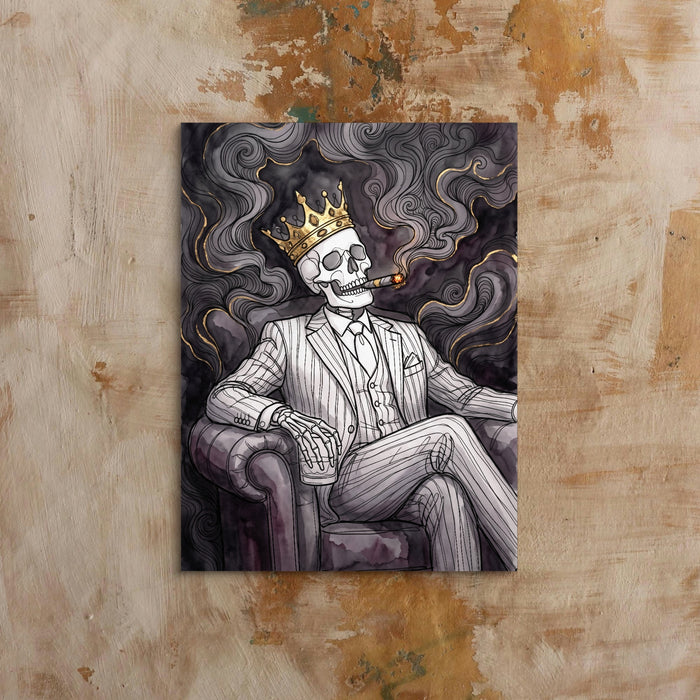 Skeleton King Smoking — skeleton king smoking sq bed 1 clay beige 1port flush print
