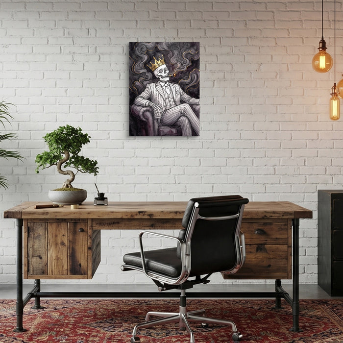 Skeleton King Smoking — skeleton king smoking sq bonsai office 1port flush print