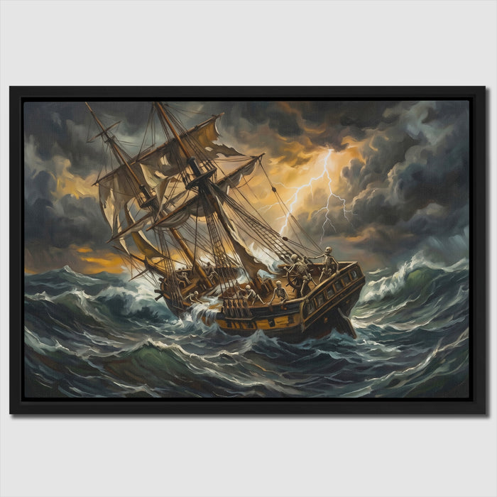 Skeleton Ship Tempest canvas wall art