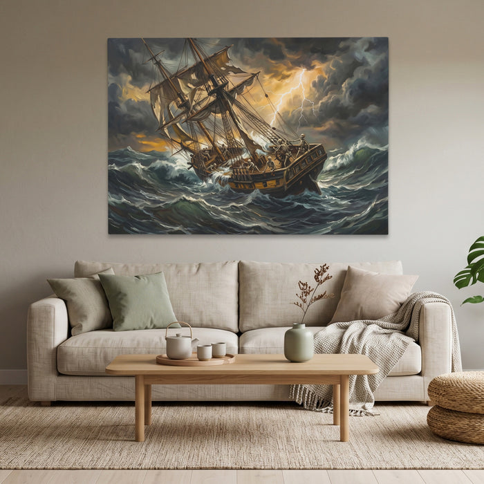 Skeleton Ship Tempest canvas wall art, room view