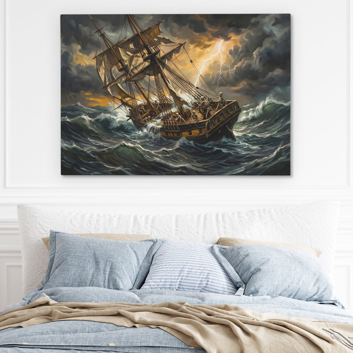 Skeleton Ship Tempest canvas wall art, room view